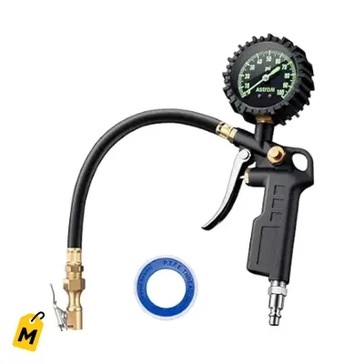 Medidor de Presion AstroAI con Inflador 100 PSI, Dial Facil, Manguera Reforzada