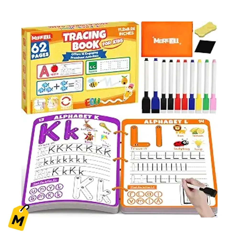 Mercablo: Cuaderno Reusable para Ninos 3-7 Anos - Aprende ABC Numeros y Mas