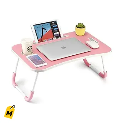 Mesa Plegable FISYOD Rosada pa Laptop Cama Sofa Portavaso y Tablet