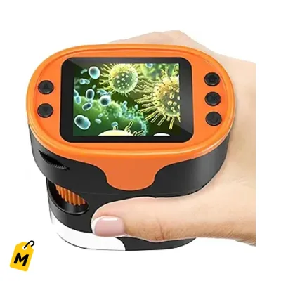 Microscopio Digital Portatil 1000X para Ninos Pantalla 2.0 Recargable con Laminas