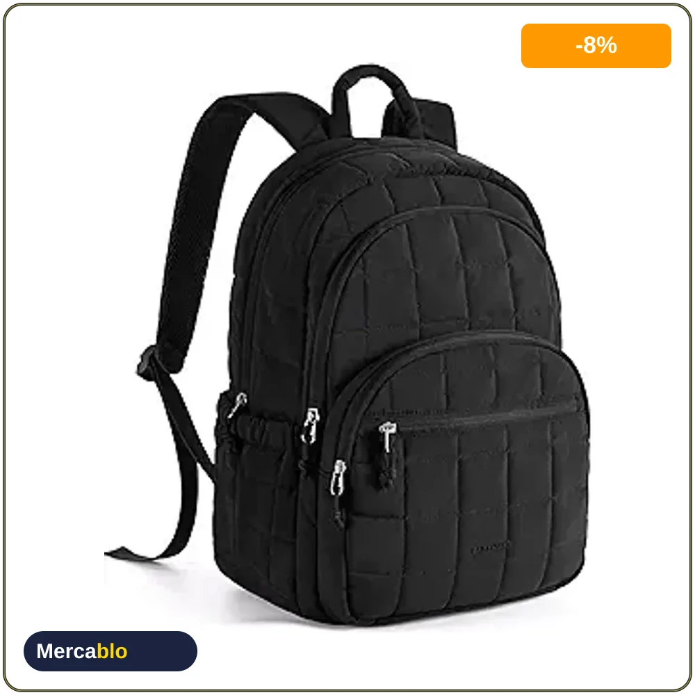 Mochila BAGSMART Acolchada Negra pa Mujer - Laptop 15.6 - Comoda y Resistente