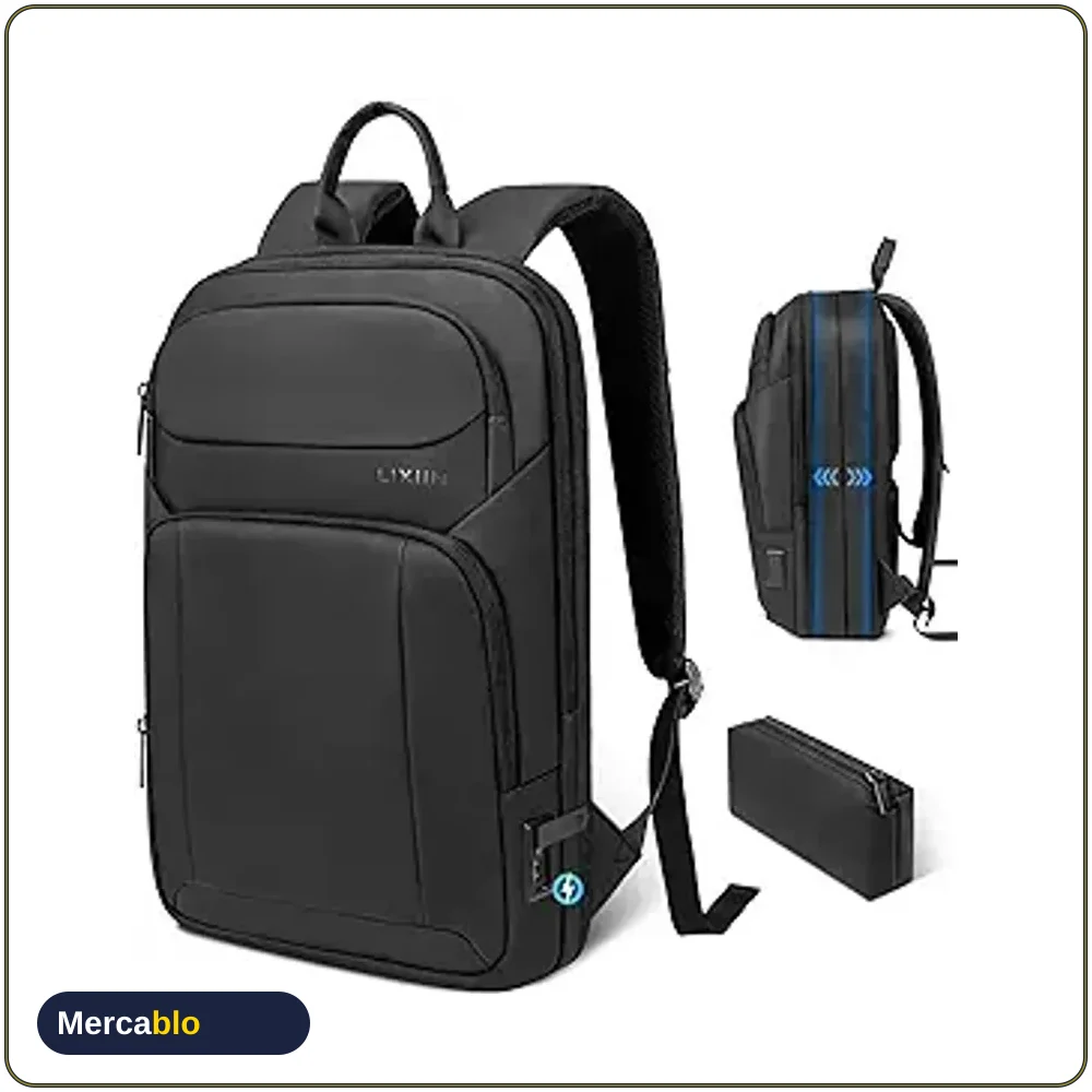 Mochila Lixiin Expandible USB Antirrobo pa Laptop 15.6in Negra