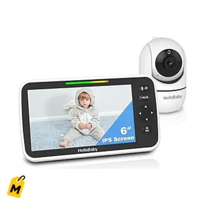 Monitor Bebe HelloBaby 6" Sin WiFi, Camara, Audio, Bateria 33H. Duerme tranquilo.