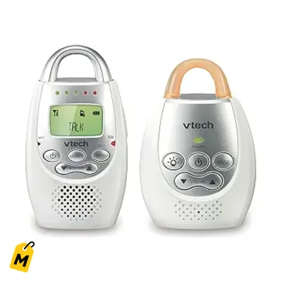 Monitor de Bebe VTech DM221 Audio con Alcance de 1000 pies, Alerta Vibratoria y Luz de Noc