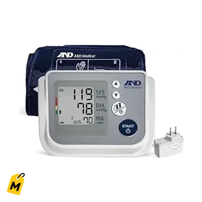 Monitor de Presion A&D para Casa - 4 Usuarios, Brazalete Ancho, Facil de Usar