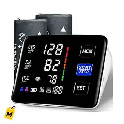Monitor de Presion Digital LED Automatico con Brazaletes Grandes y Bateria