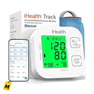 Monitor de Presion iHealth Track Smart pa Brazo Bluetooth, Manguito Ancho, iOS y Android