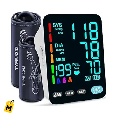 Monitor Presion Arterial YONLO Automatico | Brazaletes Dobles | Memoria 3*199 | LED | USB-