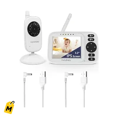 Monitor HelloBaby 3.2 Pulgadas pa tu Bebe Sin WiFi y Super Facil de Usar