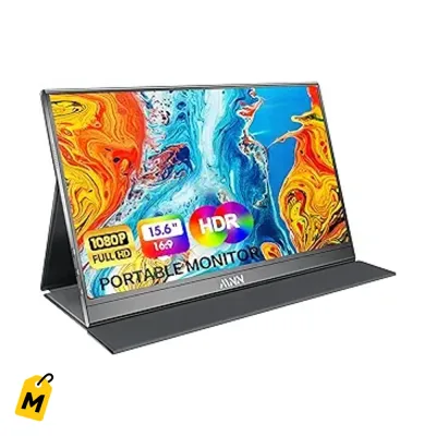 Monitor Portatil MNN 15.6in FHD 1080P Ultra Fino USB C HDMI Pa Juegos y Trabajo