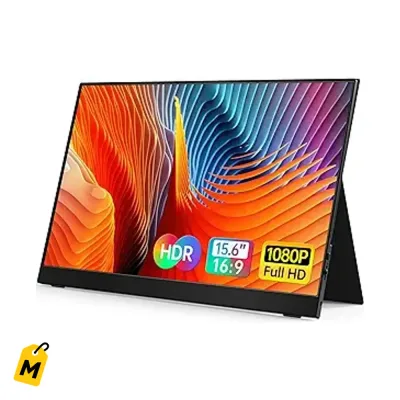 Monitor Portatil VILVA 15.6 FHD IPS USB-C HDMI pa Laptop y Consolas con Bocinas y Forro