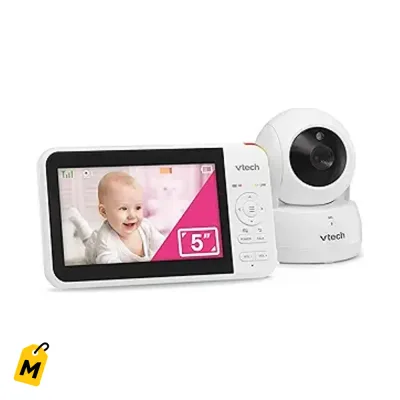 Monitor VTech pa bebes, sin wifi, pantalla 5 pulg, zoom, bateria 17h, seguro