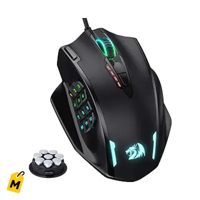 Redragon M908 Raton Gaming MMO RGB con Cable 12400 DPI Botones Programables