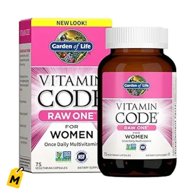 Multivitamin Garden of Life Raw One Mujeres - 75 Capsulas Alimentos Integrales Probioticos