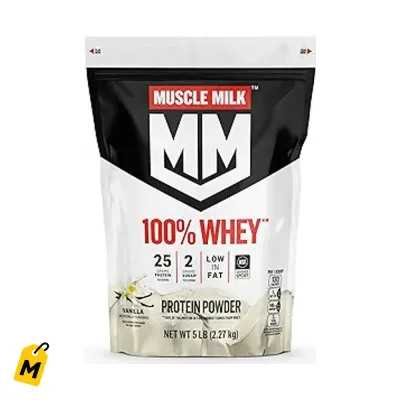 Muscle Milk Proteina Whey Vainilla 5 Lbs - 25g Proteina, Bajo en Grasa, Pa el Gym
