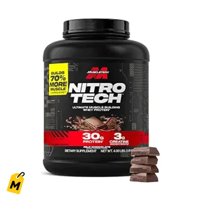 MuscleTech Nitro-Tech Proteina Chocolate Leche 4LB - 30g Proteina