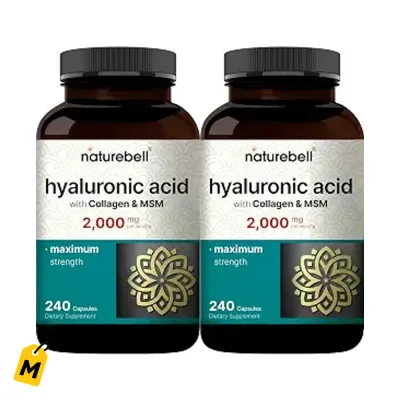 NatureBell Acido Hialuronico 2-Pack 2000mg Piel Joven Articulaciones Flexibles
