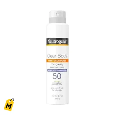 Neutrogena Clear Body SPF 50 Spray Protector Solar Invisible y Resistente al Agua