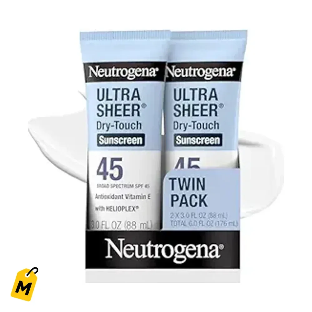 Neutrogena Protector Solar SPF 45 Seco al Tacto 2x3oz | Ligero, Resistente al Agua