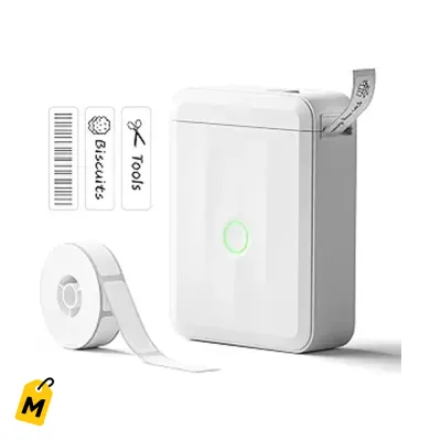 NIIMBOT D110 Rotuladora Bluetooth Termica pa Casa Oficina Escuela con 1 Cinta Blanca