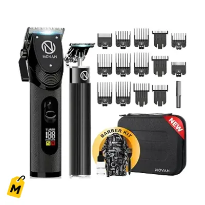 Novah Maquina de Pelo Profesional Inalambrica Kit Barbero Fade