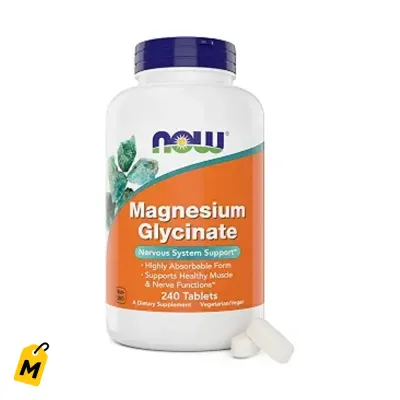 NOW Foods Magnesio Glicinato 240 Tabletas - Musculos y nervios alante