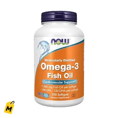 NOW Foods Omega-3 180 EPA/120 DHA - Corazon Fuerte - 200 Perlas Puras