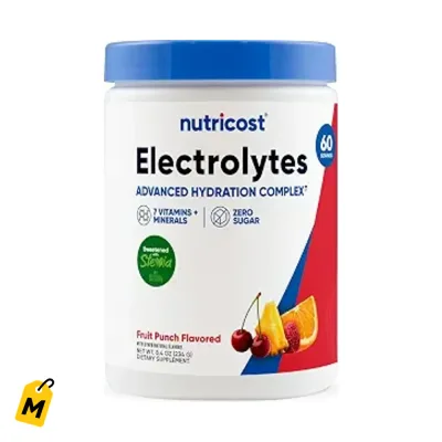 Nutricost Electrolitos Polvo Fruit Punch 60 Serv pa tu energia y hydratacion