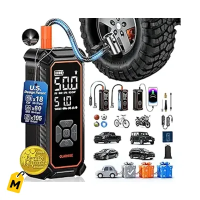 OlarHike Inflador Gomas Portatil Doble Poder 6000mAh 12V DC Carga Rapida LED Digital
