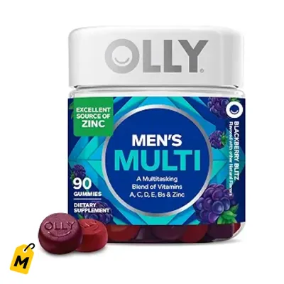 OLLY Multivitaminico Gomitas Pa Hombres Vit A C D E B Zinc Sabor Mora 90 Unidades