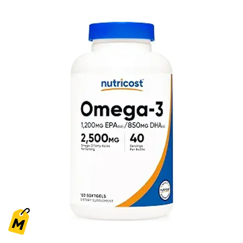 Omega 3 Nutricost 2500mg - Aceite Pescado Salvaje - 120 Capsulas