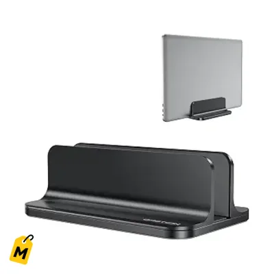 OMOTON Soporte Vertical Ajustable pa Laptop y MacBook - Organiza tu Espacio, Negro