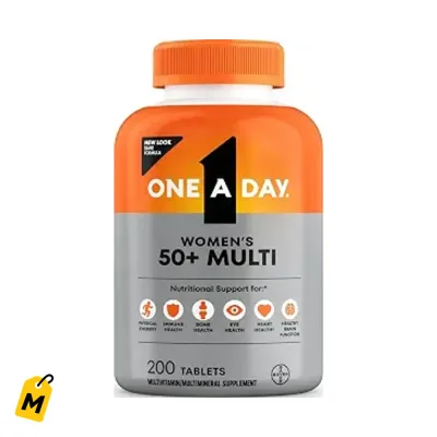 One A Day Mujer 50+ Vitaminas Esenciales D C E Zinc Biotina 200 Tabletas