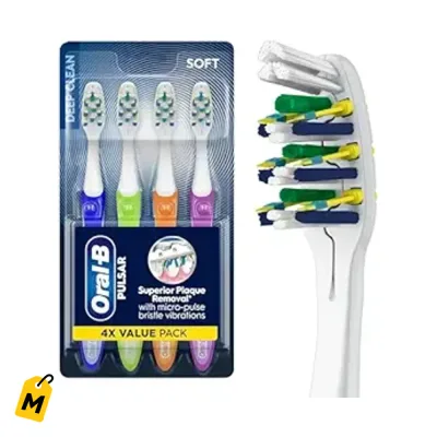 Oral-B Pulsar Vibrador: Cepillo de Dientes Suave, Limpieza Profunda, 4 Unidades