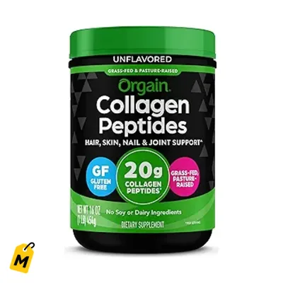 Orgain Colageno Hidrolizado 20g Pelo Piel Unas Articulaciones Sin Sabor 1lb