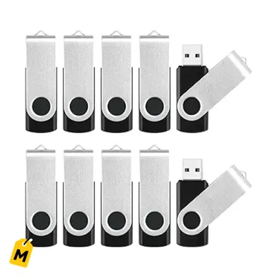 Pack 10 Memorias USB 8GB - Diseno Giratorio, Para Guardar Datos Facil y Seguro