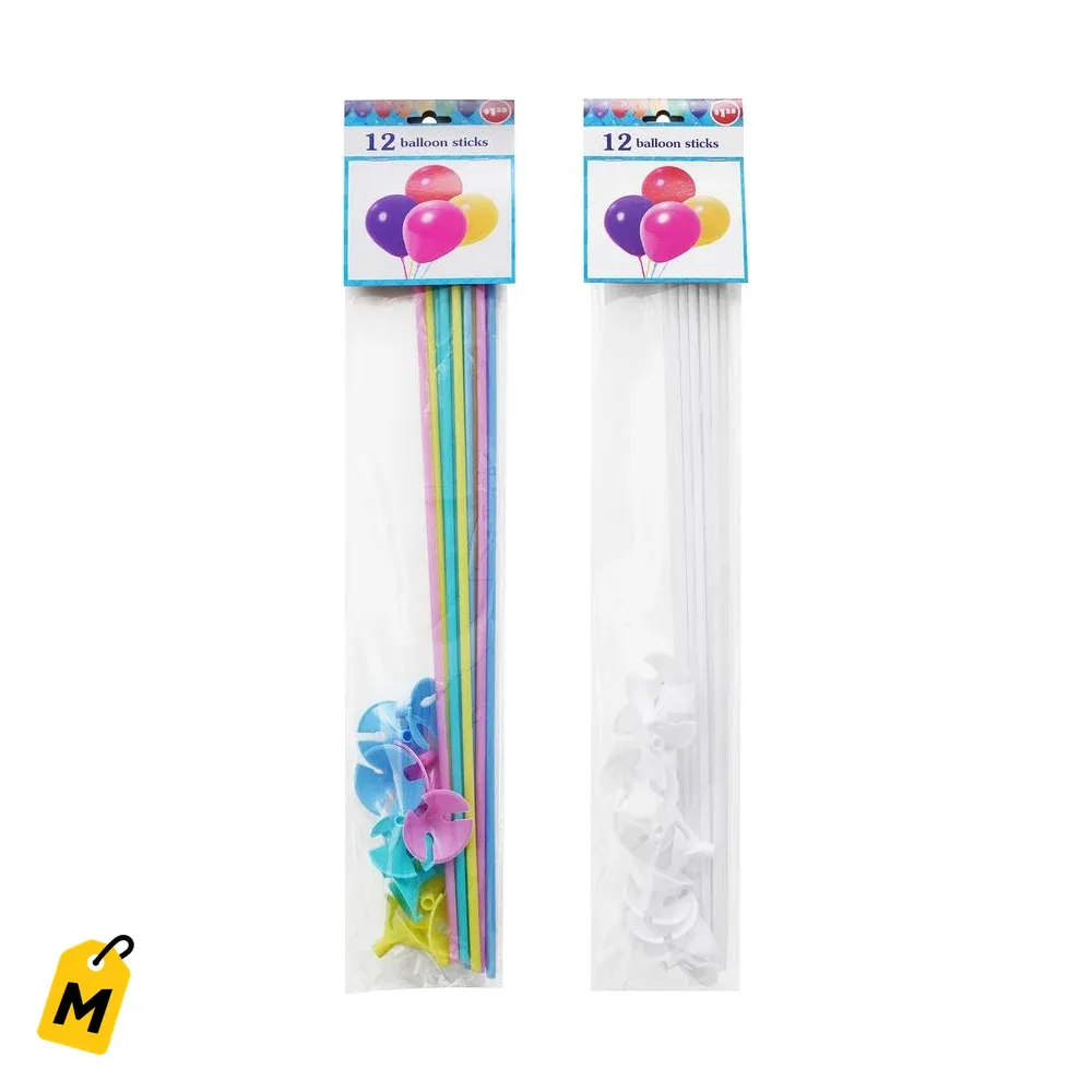 Palitos Pa Globos Pa Tu Fiesta Paquete de 12 Colores Chulos
