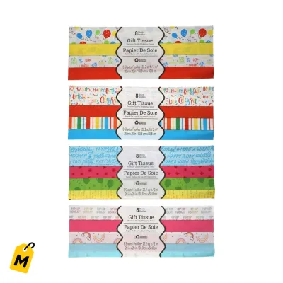 Papel de Seda Brillante Pa Regalo - 8 Hojas Colores Vivos