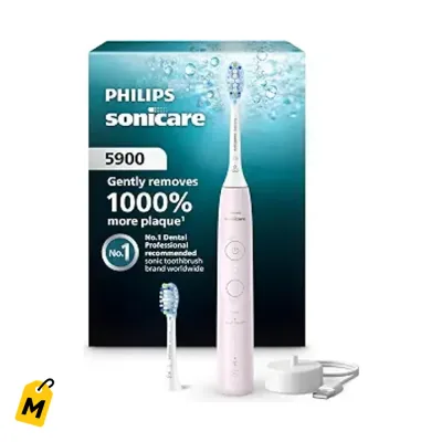 Philips Sonicare 5900 Rosado: Cepillo Electrico Recargable, 2 Cabezales, Sonrisa Top