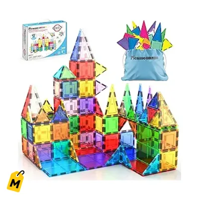 PicassoTiles 100 Piezas Bloques Magneticos 3D Construccion Creativa Ninos