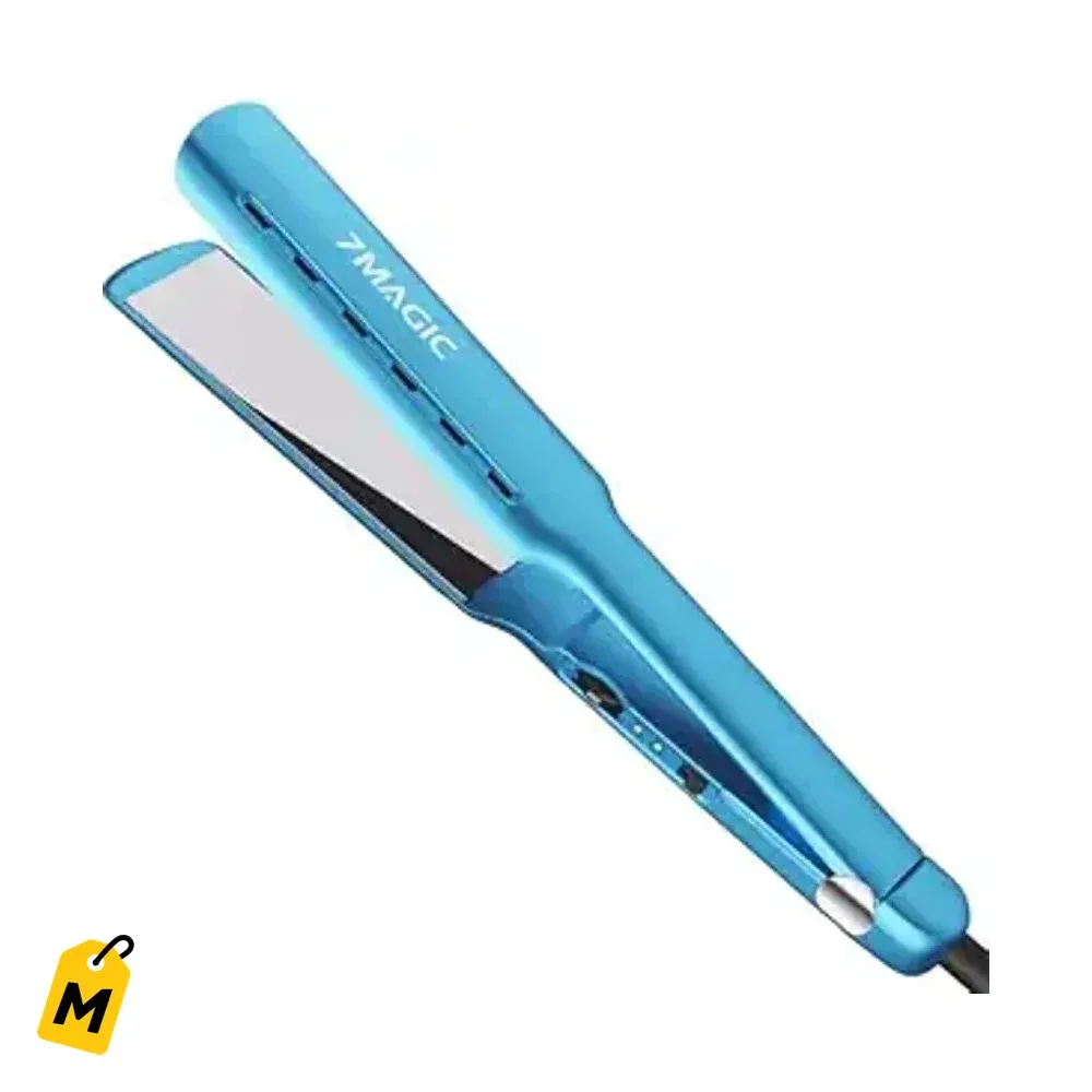 Plancha 7MAGIC Nano Titanio 1.7 para Pelo Grueso Azul - Calienta en 15s, Uso Humedo a Seco