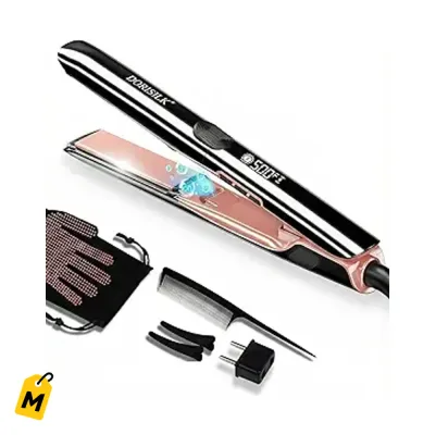 Plancha DORISILK 2 en 1: Liso o rizos, sin frizz y calienta de una vez, pa viajar