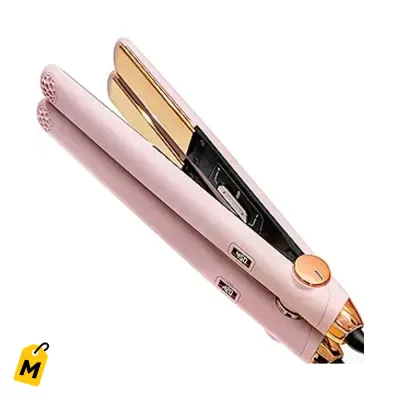 Plancha TYMO 2 en 1: Lacia y Riza Rapido, Titanio, Apagado Auto, Rosado Claro