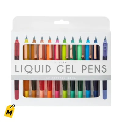 Plumas Gel Liquido 12 Unidades - Para Notas y Dibujos Nitidos!