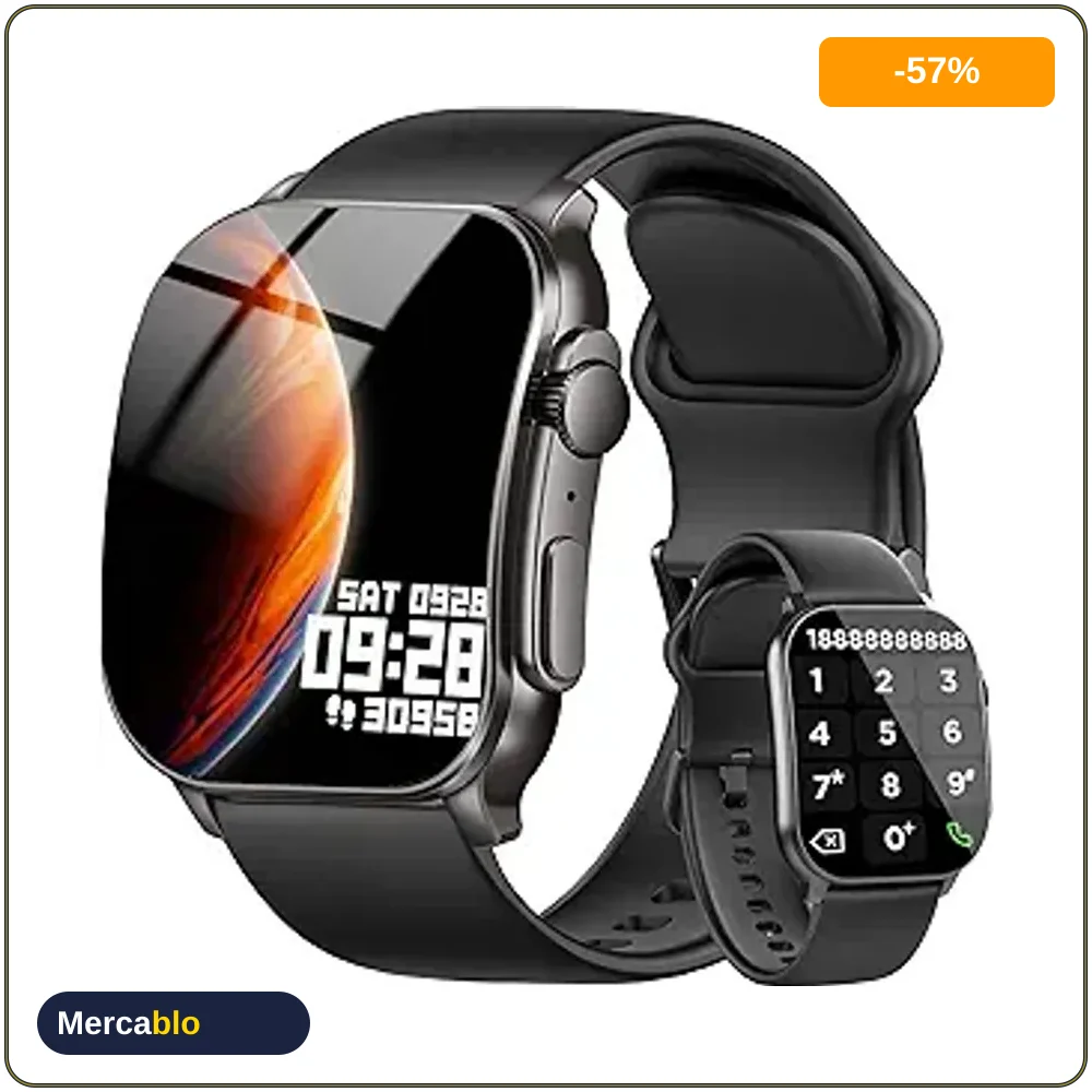 Poounur Smart Watch pa Hombres Pantalla Curva HD Chequea tu Salud 24/7