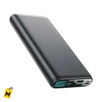 Power Bank 38800mAh con 5 Salidas y 2 Entradas USB C PD. Carga Rapida pa iPhone y Android.