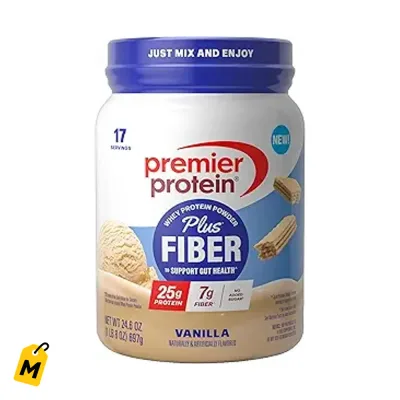 Premier Proteina Vainilla con Fibra - 25g Proteina, 7g Fibra, Sin Azucar Anadida