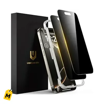 Protector de Pantalla Privacidad iPhone 16 Pro Max (2) - Anti-Espia, Dureza 9H, Facil de P