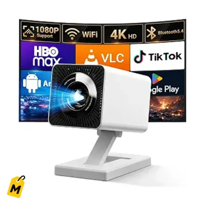 Proyector Mini Maypug con Apps, Wifi y Bluetooth - Full HD 4K Portatil para Peliculas