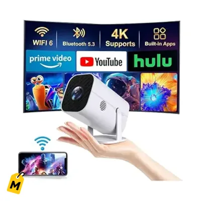 Proyector Mini Portatil Wifi Bluetooth Apps Integradas Full HD Pa Tu Casa